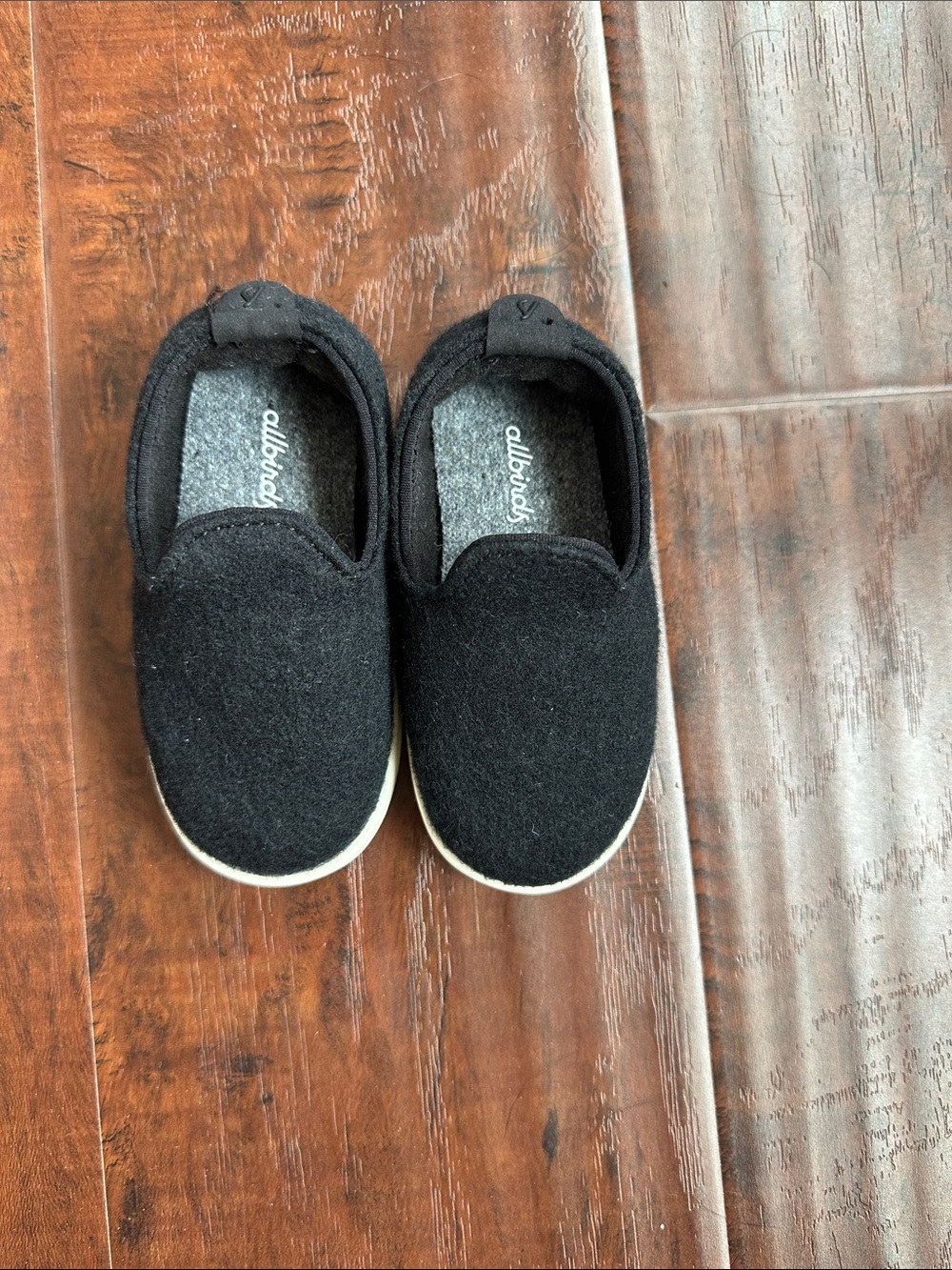 allbirds Kids Wool Slip-On Sneakers in Black with White Soles